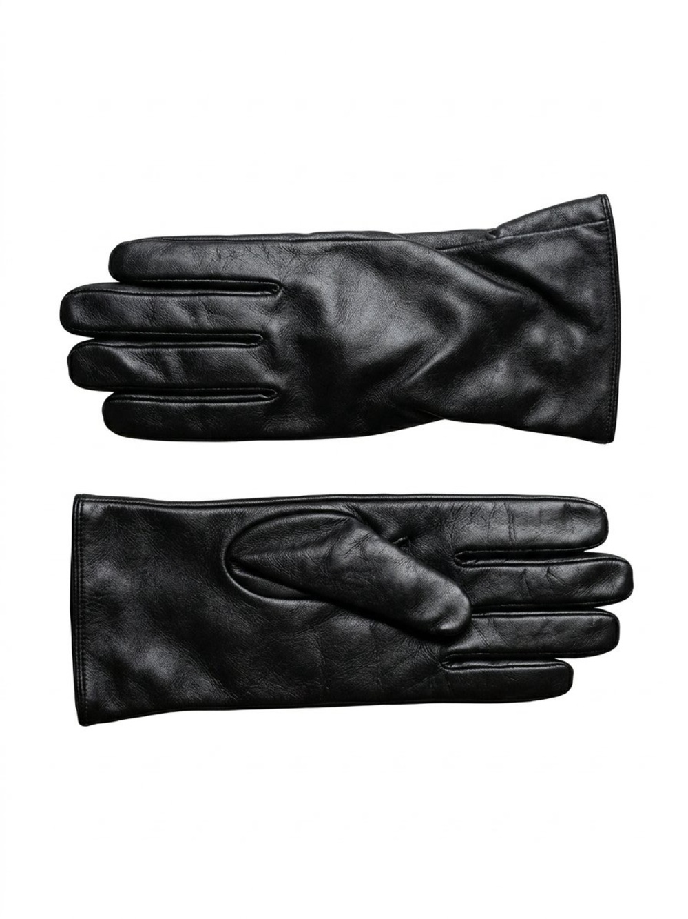 Vintage Black Sleek Leather Style Gloves Casual Classic Winter Minimalist Sz L